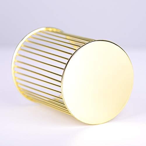 Gold Metal Round Pen Holder – Hollow Cylinder Desk Organizer for Stationery, Brushes & More