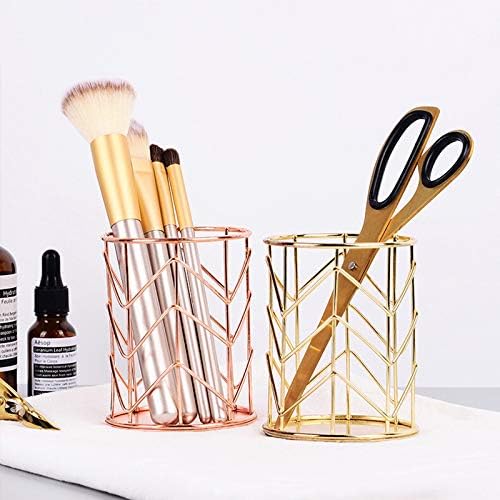 Desktop Pen Holder, Makeup Brush Holder, Rose Gold Wire Pen Cup Holder
