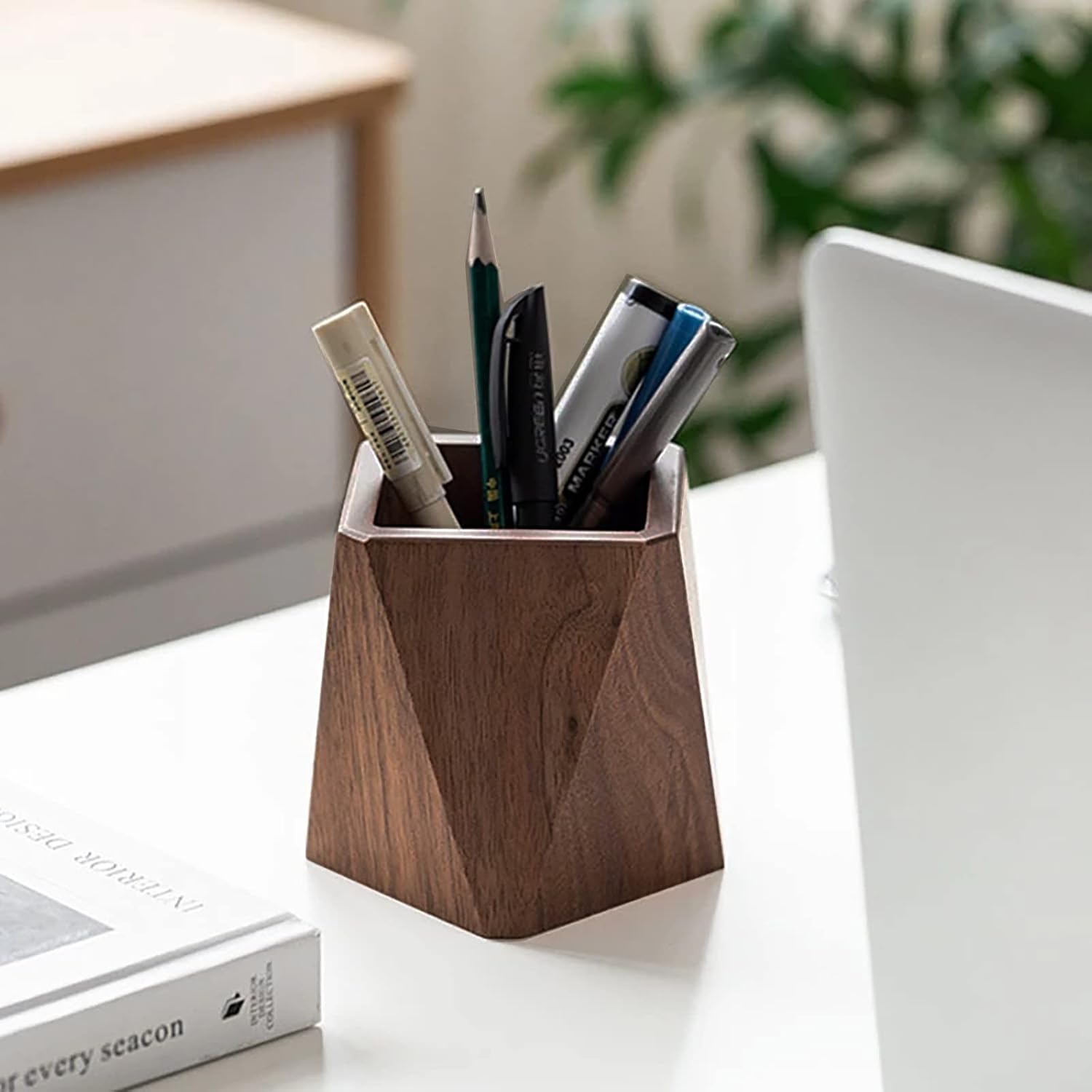 Natural Solid Wood Desktop Organizer