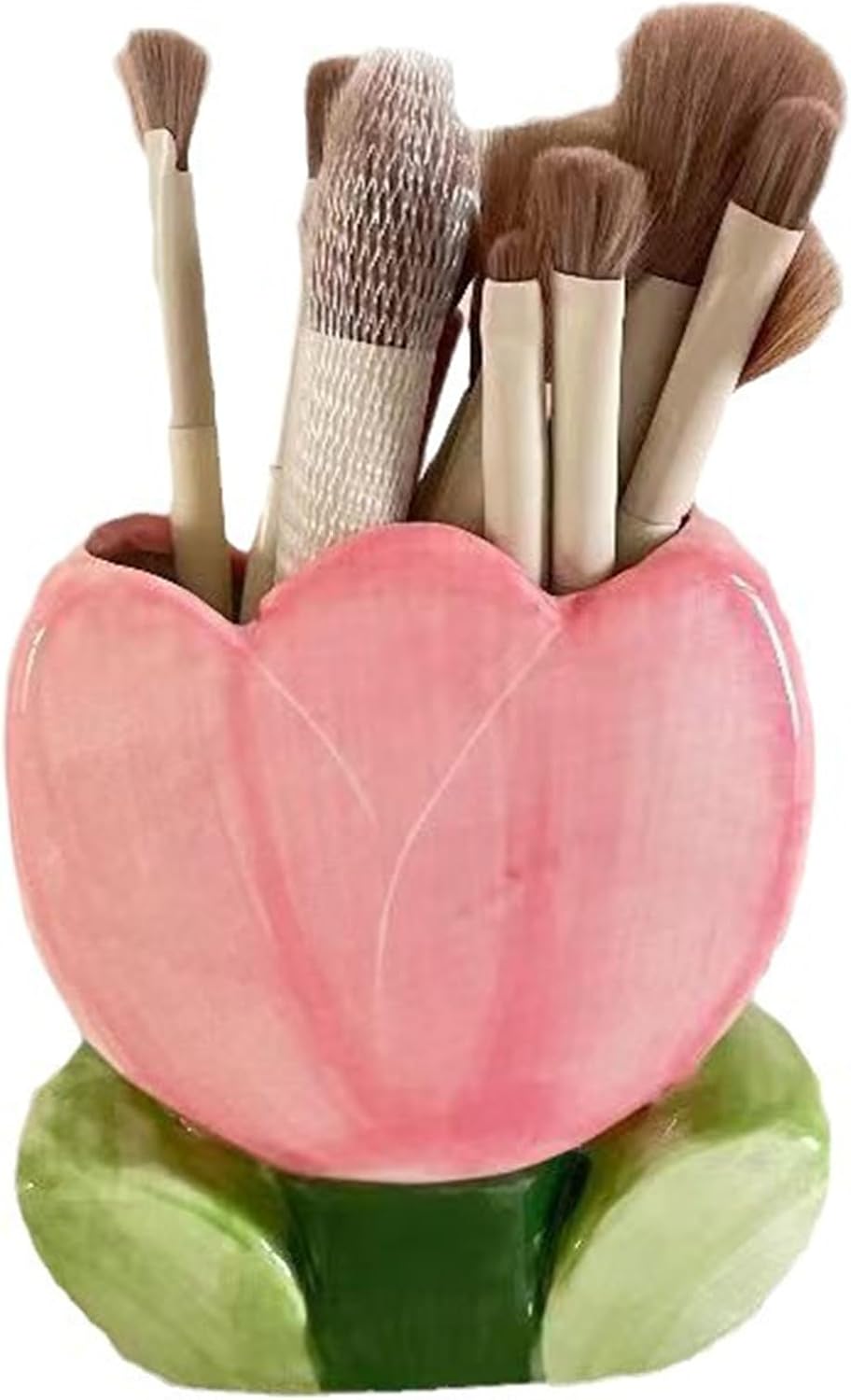 Desk accessories pen holder beautiful pink makeup brush holder pencil holder cute tulips home decoration women's birthday gift dressing table toothbrush holder cute kitchen utensil holder