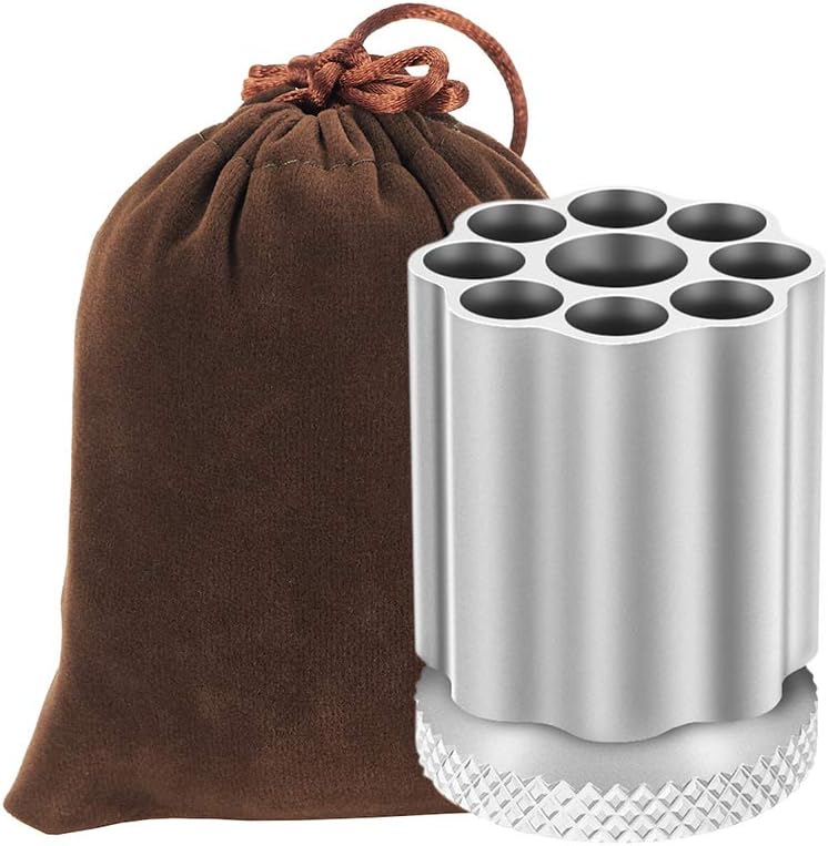 Bullet Cylinder Design Metal Pen Holder – 9-Slot Rotating Organizer – Aluminum Alloy – 2.87" Height × 2.36" Diameter – 0.44 lb