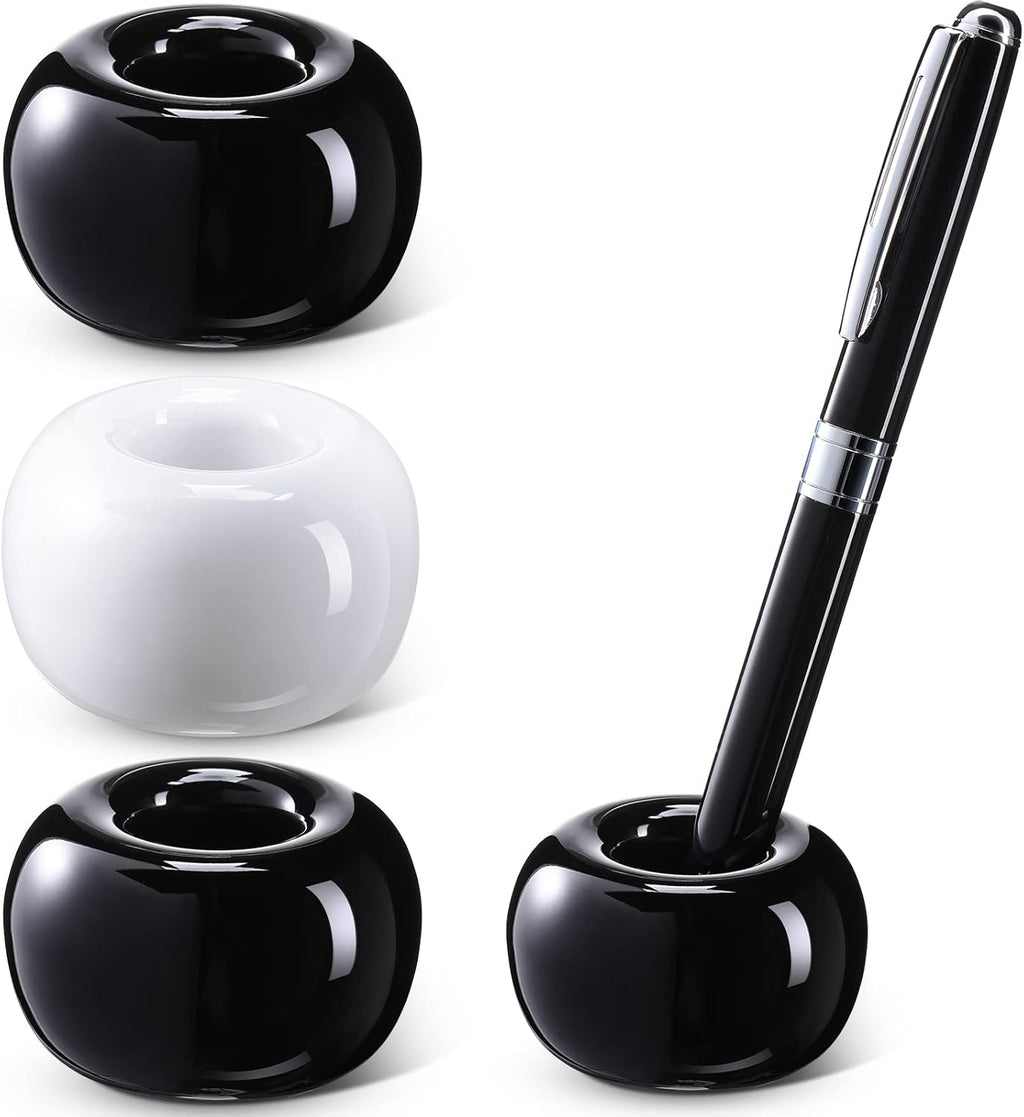 3 Pieces Ceramic Pen Holder Single Pen Holder for Desk Fashion Mini Ceramic Toothbrush Holder for Bathroom Home Office School Student Teacher