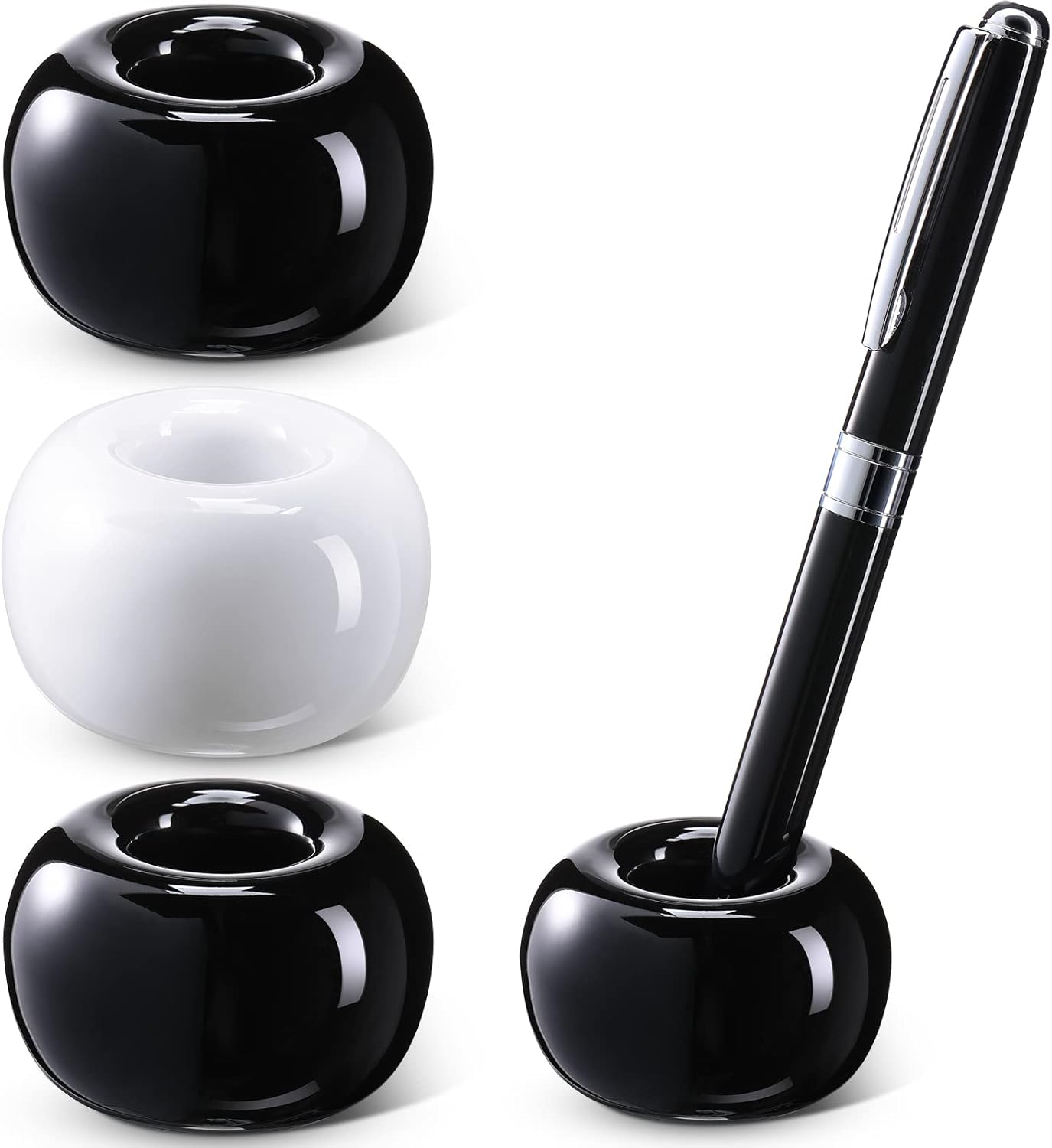 3 Pieces Ceramic Pen Holder Single Pen Holder for Desk Fashion Mini Ceramic Toothbrush Holder for Bathroom Home Office School Student Teacher