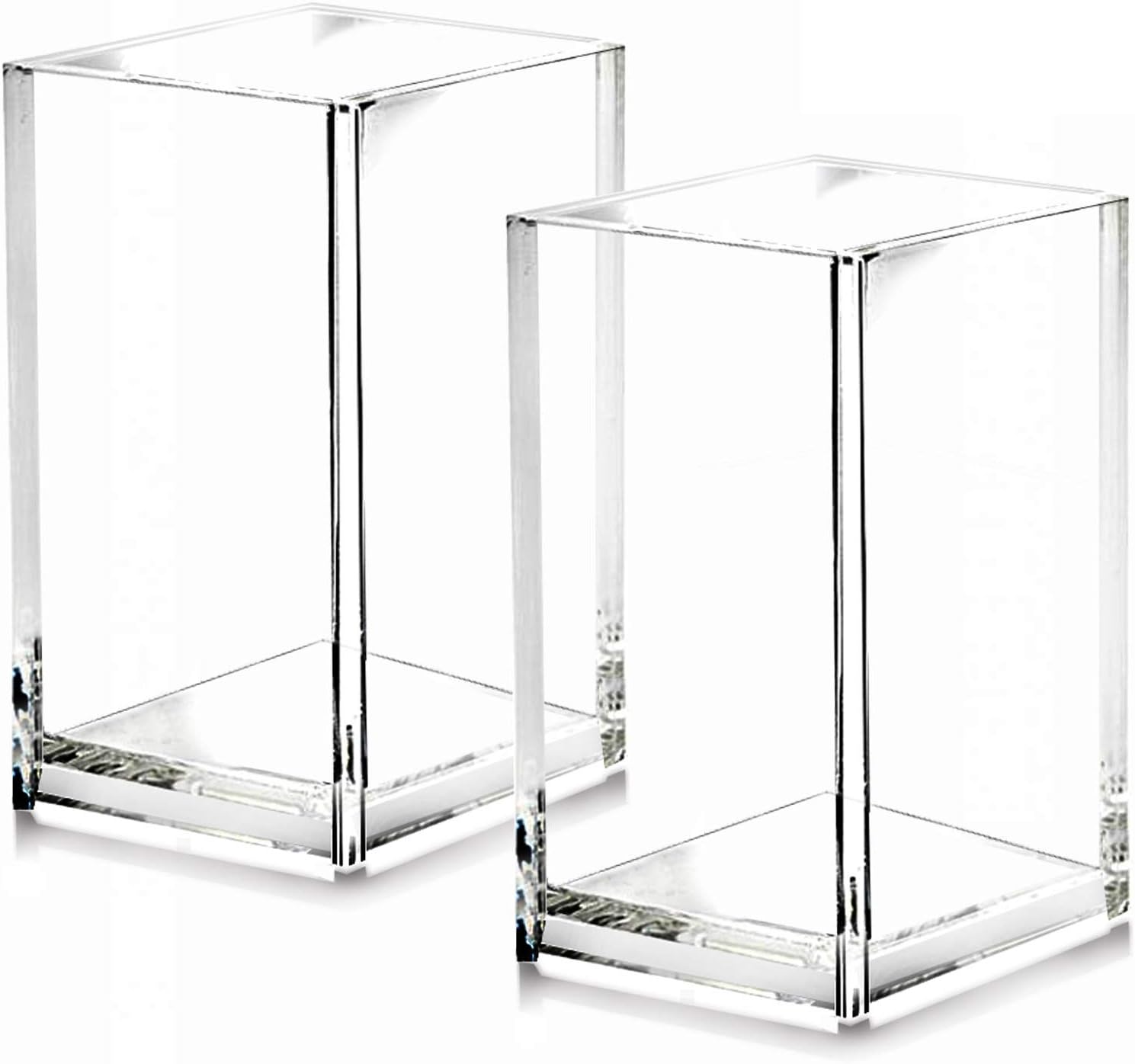 2-Pack Clear Acrylic Square Pen Holder